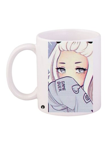 Cartoon Girl Printed Coffee Mug White/Beige/Grey