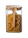 BLACKSTONE Glass Jar Canister with Bamboo Lid Kitchen Air Tight Container Square with Spoon (1500, Square, 1, YK4144)
