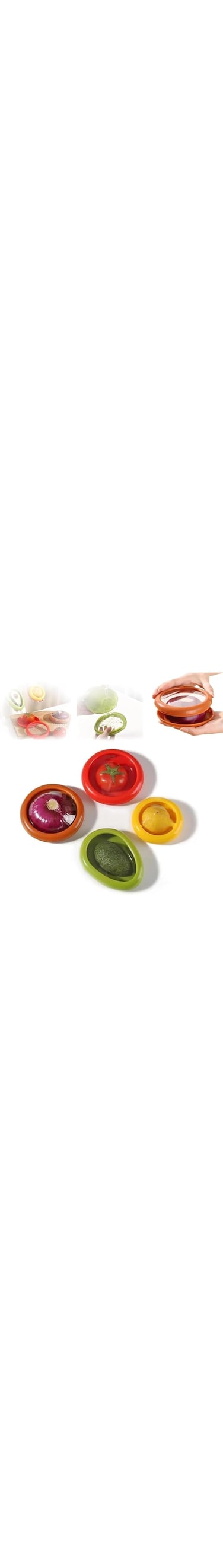 Eytzpto Avocado Saver and Tomato Holder, Set of 4 Reusable Fruit and Vegetable Storage Containers for Fridge Fresh Stretch Pod Ideal for Garlic, Onions, Lemons, and Potatoes
