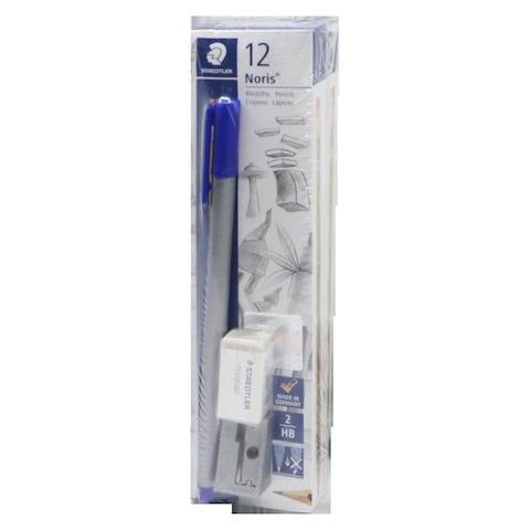 Staedtler Noris 122-HBA HB Pencils Pen 334-03 and Rasoplast Eraser 526-B40 with Sharpener 510-10