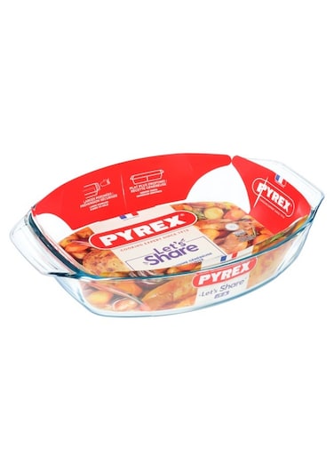 Pyrex Irresistible Oval Roaster 4L - Versatile Borosilicate Glass Kitchen Essential Clear