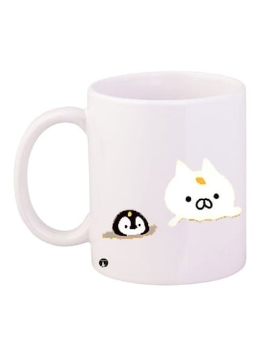 Printed Ceramic Coffee Mug White/Black/Yellow 11ounce