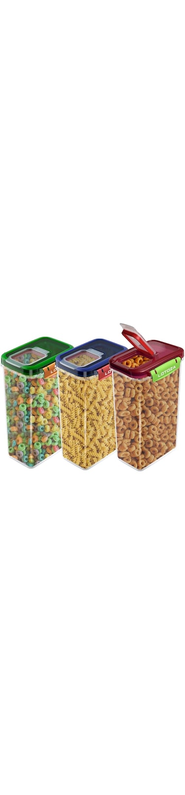 KOOKBRO 3 pcs Cereal Containers Storage Cereal Dispenser For Pantry Plastic Storage Containers with Flip Top Lid Pour Airtight for Food BPA Free 2800ml/95oz