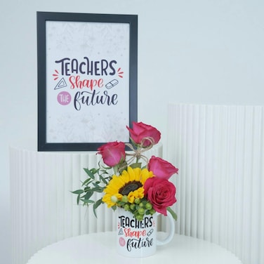 Blueprint Of Gratitude Floral Mug &amp; Frame