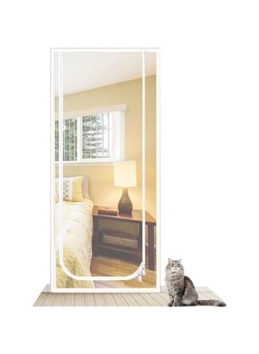 TCXSSL With Zipper Pet Screen Door 120&times;220cm Net Curtain Door Zipper Screen Door For Sliding Door U Model Full Strip Zipper Closure Full Frame Seal Prevent Pet Running Out From Home