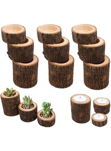 Boolygo [8 Pack] Candle Holders, Wooden Candle Holders Personalized Wooden Votive Tealight Holder for Wedding Centerpieces for Table,Valentine's Day  Home Decoration (9 IN 1)