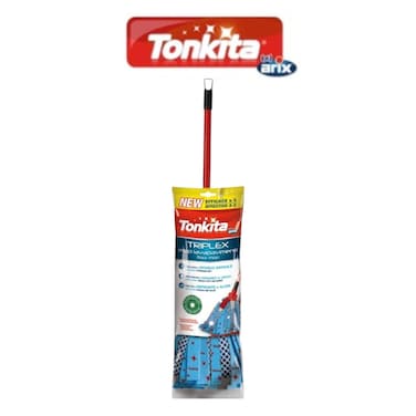 Tonkita Triplex Floor Mop with Red Stick &ndash; Stylish and Hygienic Cleaning Solution for All Floors