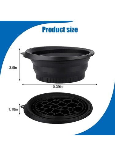 Bowl for Ice With Built-in Ice Tray Collapsible Silicone Facial Face Ice Bath Bowl Small Reusable Cold Plunge Basin is Portable,Perfect for Home Use,Camping,Travel Cold Bath Spa Tool &amp; Black