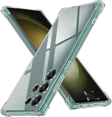 Clear Soft Silicone Shockproof Anti-Scratch Protective Bumper Case for Samsung Galaxy S24 Ultra 5G, Air Cushion, Transparent Back Cover