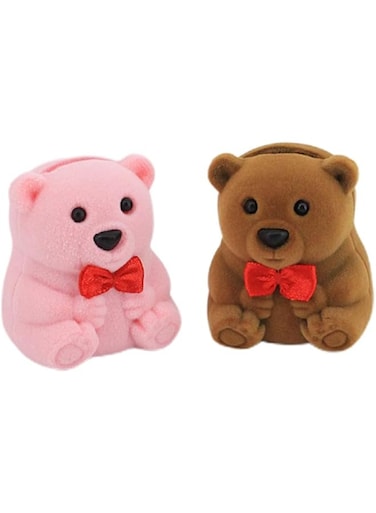 TERRIFI Velvet Bear Jewelry Box Ring Pendant Earring Boxes Storage Case Gift Box for Proposal Engagement Wedding 2pcs