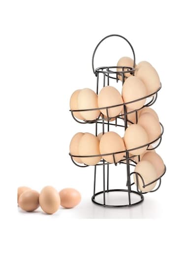 TERRIFI Spiral Egg Skelter Dispenser Rack Metal Storage Holder Display Countertop Black