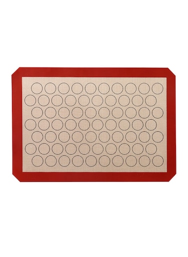 Silicone Macaron Baking Mat Red/Beige 42 x 1 x 29.5cm