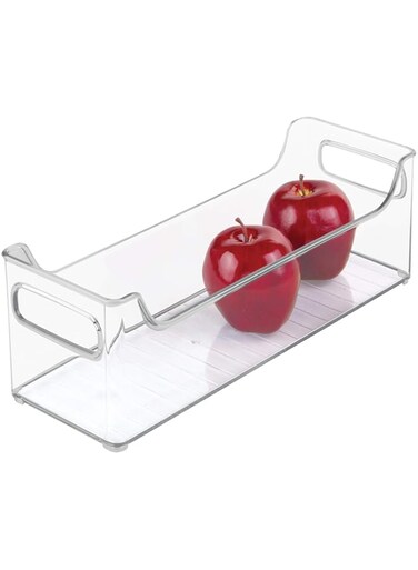 iDesign Plastic Fridge and Freezer Storage Organizer Bin with Handles, Clear Container for Food, Drinks, Produce Organization, 14.5" x 5" x 5", Clear