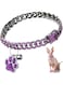 Hillban Cat Collar Diamond Chain Glitter Collar Walking Metal with Secure Buckle Cat Pet Necklace with Paw Charm and ID Tag Bell Link Cuban Jewelry Accessories(10 Inch,Steel Black, Purple)