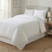 Hotel Linen Klub طقم غطاء لحاف دبل قطن 250 خيط مخطط 1 سم 3 قطع 180x220 سم + 2 غطاء مخدة 50x75 سم – أبيض