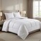 Hotel Linen Klub Comforter Double Set 250TC Cotton 1cm Stripe, 3 Pieces &ndash; 160x220cm with 2 Pillowshams 50x75+5cm, 250GSM Filling, White