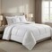 Hotel Linen Klub Comforter King Set 250TC Cotton 1cm Stripe, 5 Pieces &ndash; 220x240cm with 2 Pillowshams 50x75+5cm &amp; 2 Cushion Covers 40x40cm, 250GSM Filling, White