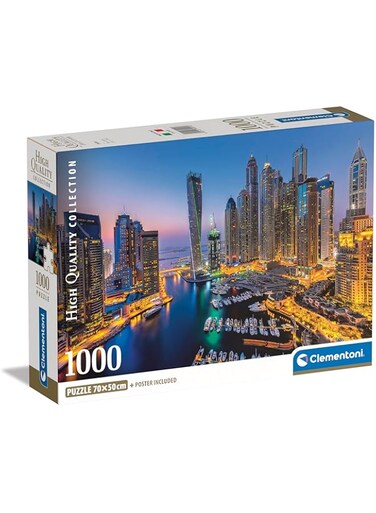 Clementoni Puzzle Dubai Marina + Poster 1000 Pieces, Fun for Adults, Made in Italy, Multicoloured