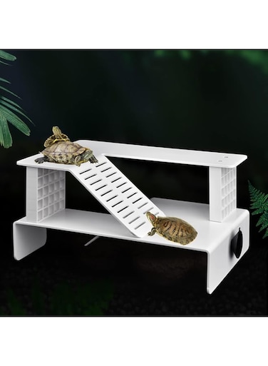 NALACAL Turtle Basking Platform, Aquarium Tortoise Platform Turtle Ramp, Double Decker Reptile Habitat, Climbing Shelf Turtle Tank Dock with Suction Cup, Turtle Tank Accessories