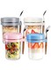 BIGTHREE Overnight Oats Jars, 4 Pack Overnight Oats Container with Lid and Spoon, 10 oz Cereal, Milk, Vegetable, and Fruit Salad Storage Container with Measurement Marks