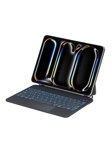 Magic Keyboard Case for iPad Pro 11-inch, Scissor Holder, Pencil Holder, Backlit Function, High Sensitivity Touchpad, 10m Operating Distance, Foldable and Portable, 360-Degree Rotation - Black