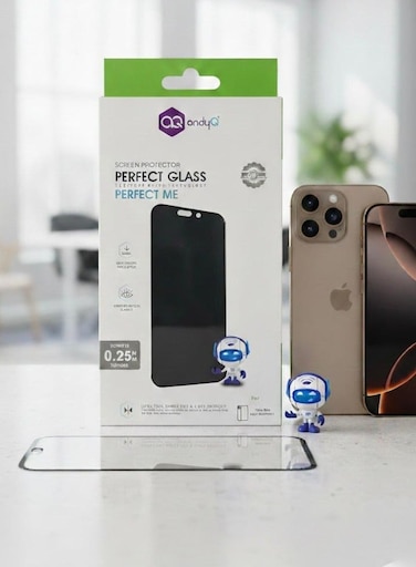 AndyQ Privacy High-Definition Tempered Glass Screen Protector for iPhone 16 Pro Max &ndash; Anti-Spy, Full Coverage, Scratch &amp; Fingerprint Resistant