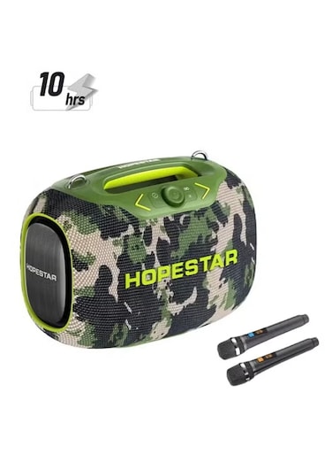 HOPESTAR Party Box 120W Portable Bluetooth Speaker with Dual Wireless Microphones, 20W Fast Charging, IPX6 Waterproof, 10-Hour Playtime, RGB Lights &ndash; Ideal for Outdoor, Karaoke,