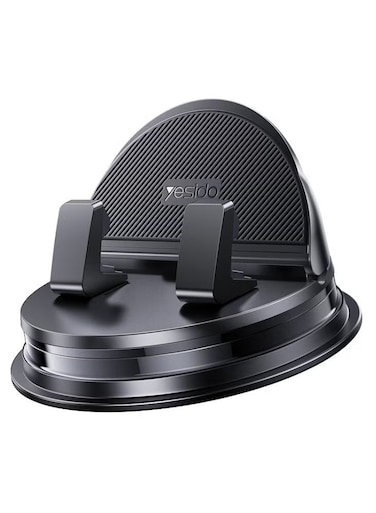 YESIDO C268 Car Dashboard Phone Holder with 360 Degree Rotating Base, Adjustable Universal Mobile Mount, Anti-Slip Stable Stand for Dashboard Use &ndash; Black