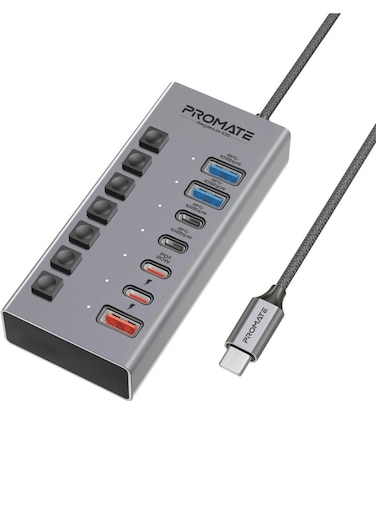 PROMATE 7-in-1 High Speed Multi-Ports 10Gbps Data &amp; Charging Hub