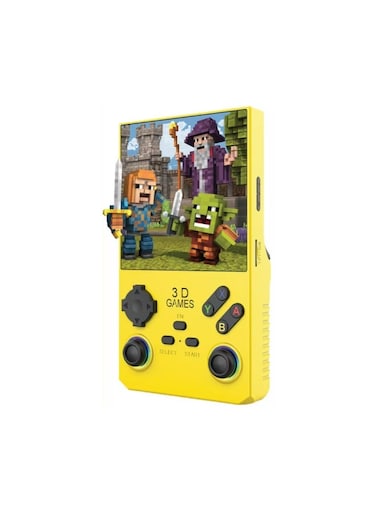 PORODO Gaming 4" Square Display Retro Handheld Game Console, 4000mAh Lithium Polymer Battery, 10 Hours Battery Life, 1GB RAM, Quad-Core Performance, Multi-System Support - Yellow