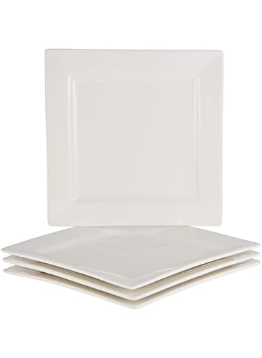 Symphony Square Plate - Set of 4, 19 cm,White