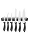 Affilata 7 Pieces Magnetic Rack and Knife Set with Stainless Steel Blade and Black Polypropylene Handle Black 8cm
