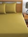 MAXQON Fitted Bed Sheet +2Pcs Pillow Covers, Queen Size 150x200+20cm, Color Gold