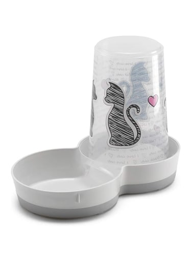 Moderna Tasty 2 in 1 1.5L Pet Food Dispenser for either or Water Cats &amp; Dogs, Grey White