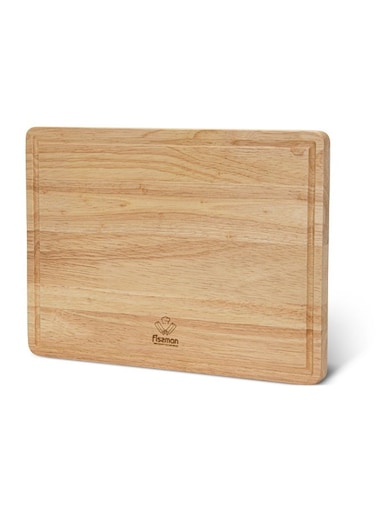 Rectangular Cutting Board 38x27cm, Rubber Wood Chopping Board 1.5cm Thick   Hevea Wooden Cutting Board with Juice Groove   Anti-Bacterial Cutting Chopping Board for Meat, Fruits, Vegetables