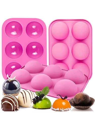 BUSOHA Silicone Molds for Hot Chocolate Bomb, 3 Pack 6 Cavity Medium Semi Sphere Silicone Molds, Baking Mold for Making Hot Chocolate Bomb, Jelly, Pudding, Dome Mousse - Diameter-2 inch