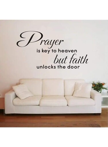 BPA Wall Decals for Living Room, Inspirational Wall Decals, Quotes Bible Verse Biblical Christian Church Vinyl Art Home Decor Stickers Prayer is Key to Heaven But Faith Unlocks The Door 21"X11