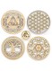Qallicon 5.31" Sacred Geometry Wall Art 4 PCS Set, (The Eye of Horus, The Flower of Life, The Tree of Life, Metatron's Cube) Crystal Grid Meditation Chakra Wooden Wall Art Yoga Decor Spiritual Gifts
