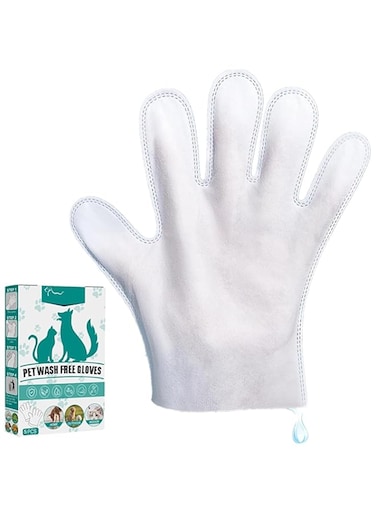 NALACAL Pet Rinse Free Grooming Gloves, Gentle Deshedding Brush Glove for Face, Ear, Eye, PawsPet Body Gloves, Disposable Plant-Based Bath Wipes, Thick Extra, 10Pcs