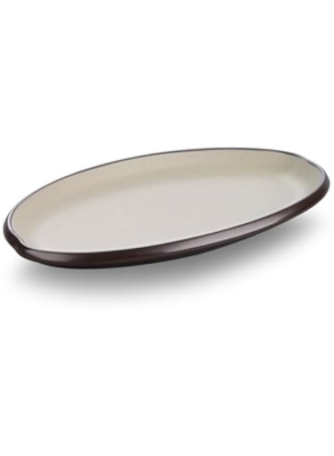 Harmony Melamine Horeca 8.5'' Dumpling Dishes 21.6x14.5x1.8Cm （Yellow inside, Brown color outside)