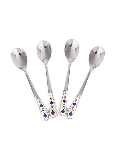 4-Piece Coffee And Tea Spoon With Handle Silver 13.2x2.3x1cm
