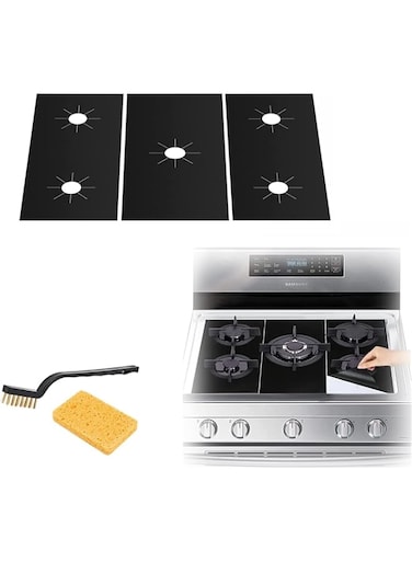 3Pcs Stove Covers Stove Protectors for Gas Range(0.4 mm Thick), Extra Long 32" Wider Stove Burner Covers for Gas Stove Top, Reusable Non-Stick Washable Stove Guard Heat Resistant Protectors (round)