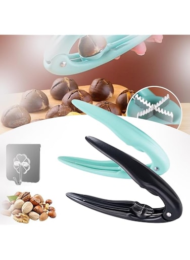Chestnut Peeler &amp; Cutter Tool, Azonee Nut Cracker, Non-slip Handle, Durable Walnut Sheller for Home &amp; Kitchen, 2 Pcs (Green + Black)