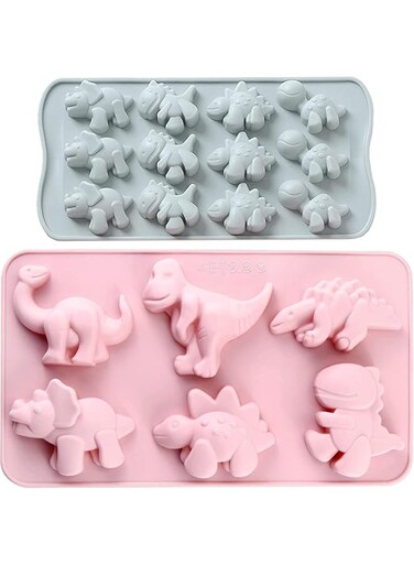 Azonee Jello Mold Dinosaur, 2Pcs Food Grade Silicone Molds, 3D Dinosaur Cavity Candy Molds Suitable for Kid DIY Chocolate Cookies Pudding Jelly Candy Ice Cube Cake Decorations Tools