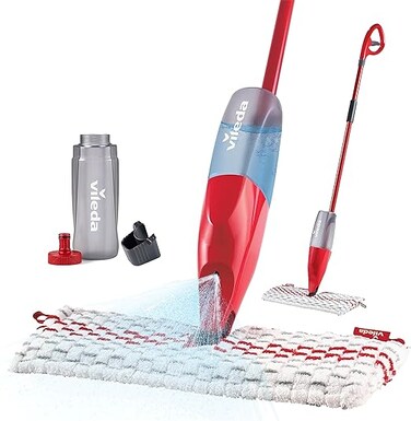 Vileda 1-2 Spray Max Mop 650 ML Microfiber Mop With Sprayer, Mop Floors without a Bucket, Suitable for All Types of Flooring , Reusable Microfiber Pad.