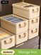 3 Pcs Clothing Storage Box with Lid&iuml;&frac14;&OElig;Foldable Stackable Closet Storage Bin with Handles and Clear Window&iuml;&frac14;&OElig;Closet Storage Organizer with Metal Frame&iuml;&frac14;&OElig;for Organizing Clothing Jeans Toys Book