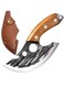 Forged Double-Hole Meat &amp; Bone Cutting Knife with Leather Sheath