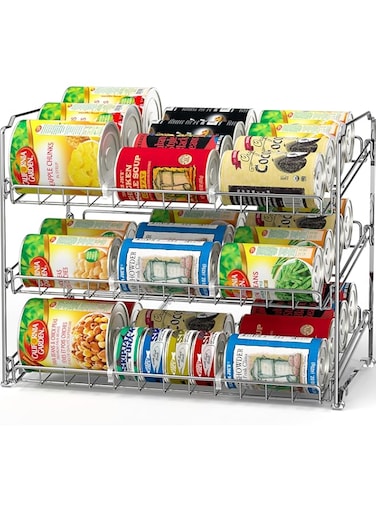 Simple Houseware Stackable Can Rack Organizer, Chrome