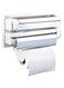 Plastic Triple Tissue Paper Dispenser 4 in 1 Foil Cling Film Tissue Paper Roll Holder for Kitchen Triple Paper Roll Dispenser and Holder for Tissue Paper Roll, Kitchen Tissue Holder Stand