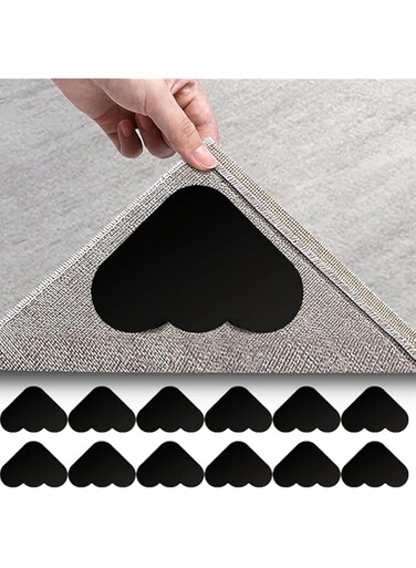 SWIUKPHE Rug Pad Gripper 12 Pack, Double Sided Non-Slip Rug Pads,Washable Rug Tape Stickers Area Rug Pad Carpet Tape Corner Side Gripper for Hardwood Floors and Tile